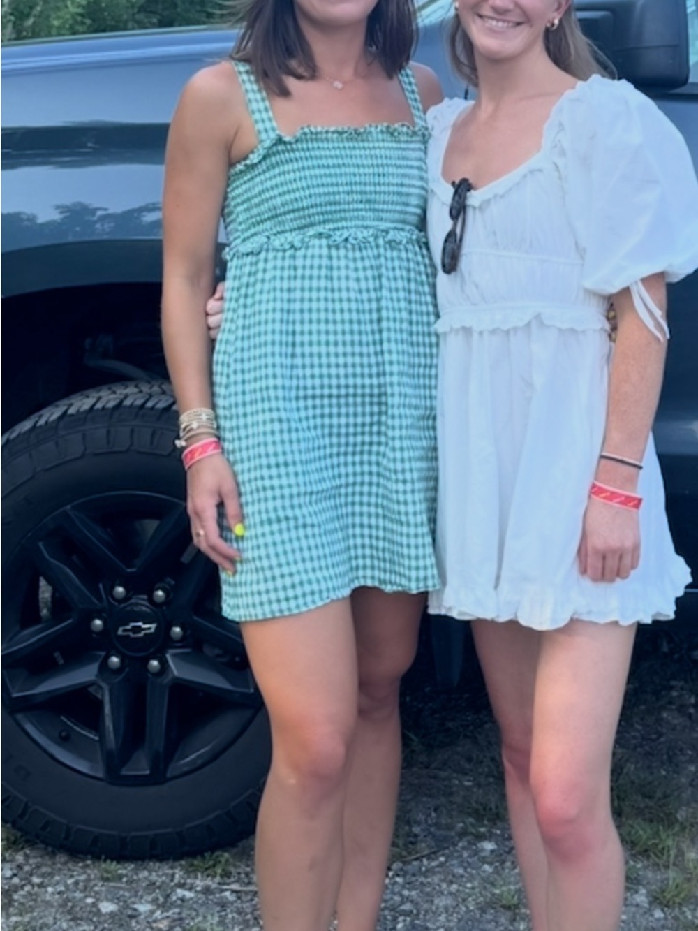 Reformation Green and White Gingham Smocked Dress - Picture 4 of 4